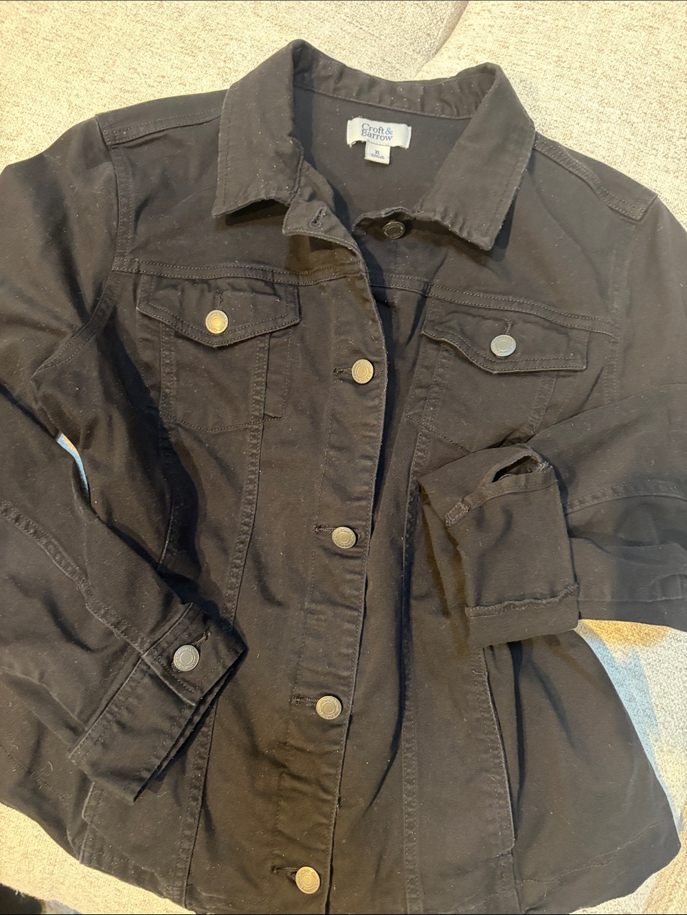 croft & barrow Black Women's Jean Jacket with Snap Buttons